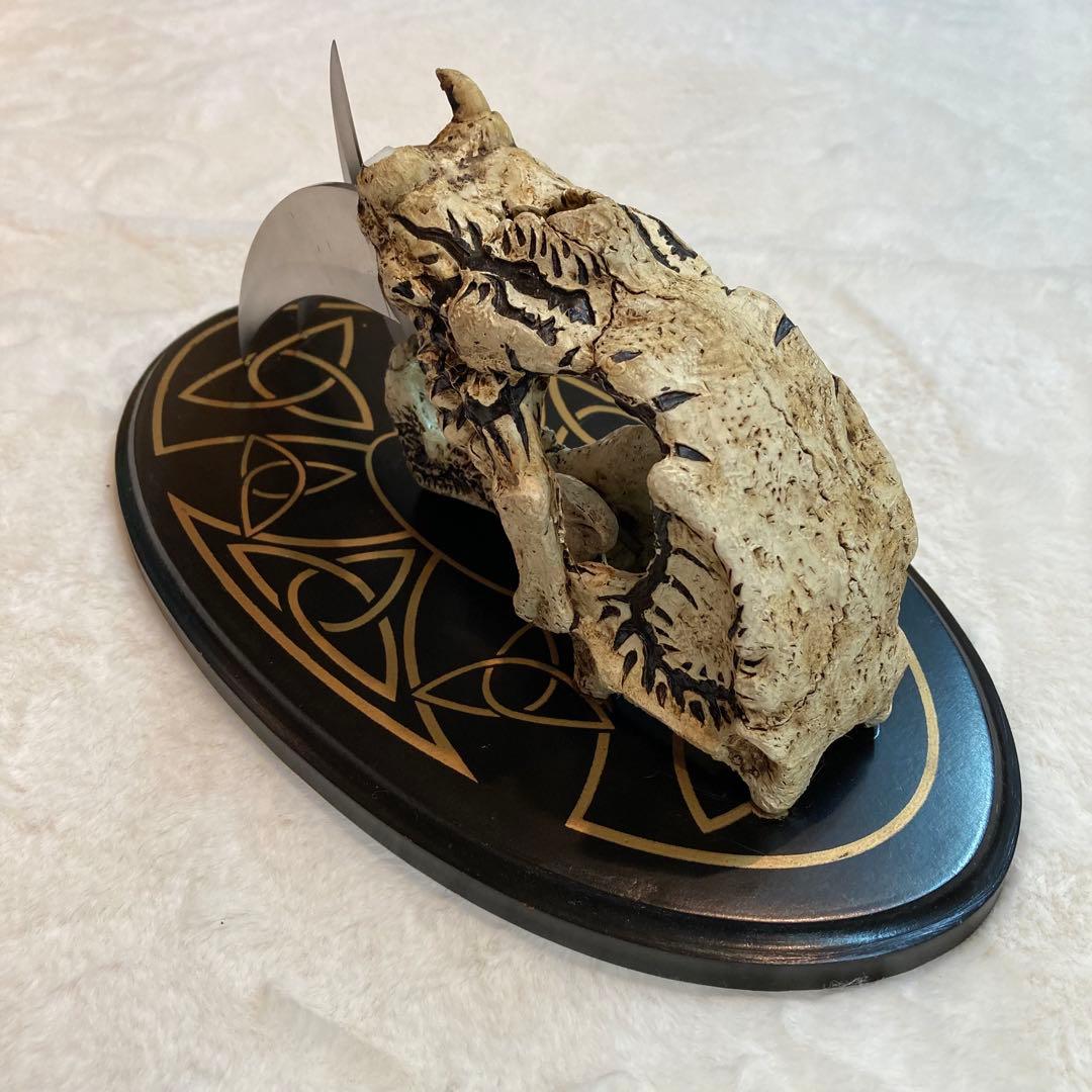 サーベルタイガー頭骨 ナイフ カランビット風 スカル オブジェ