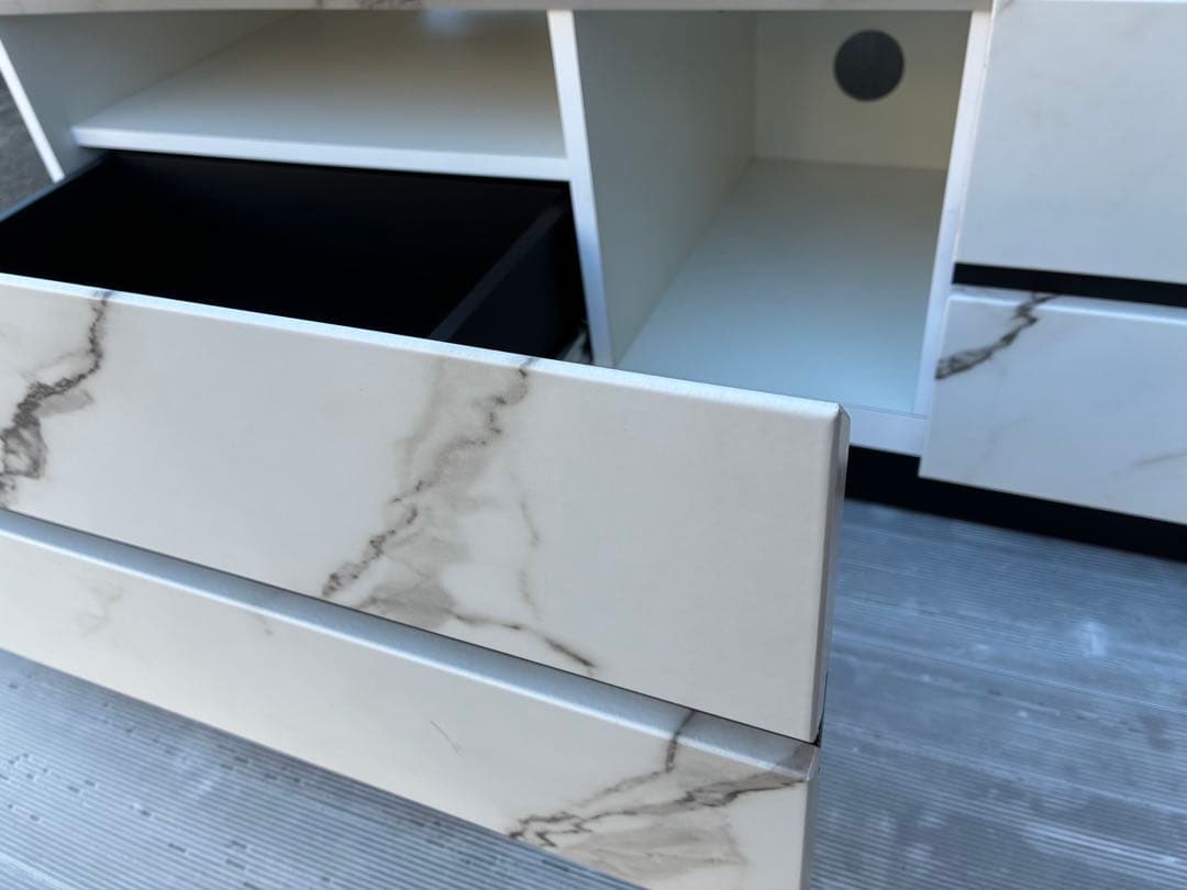 ✳️【美品中古】大理石調TVボード ⚫︎TV台 1年程使用⚫︎引き出し左右2つ