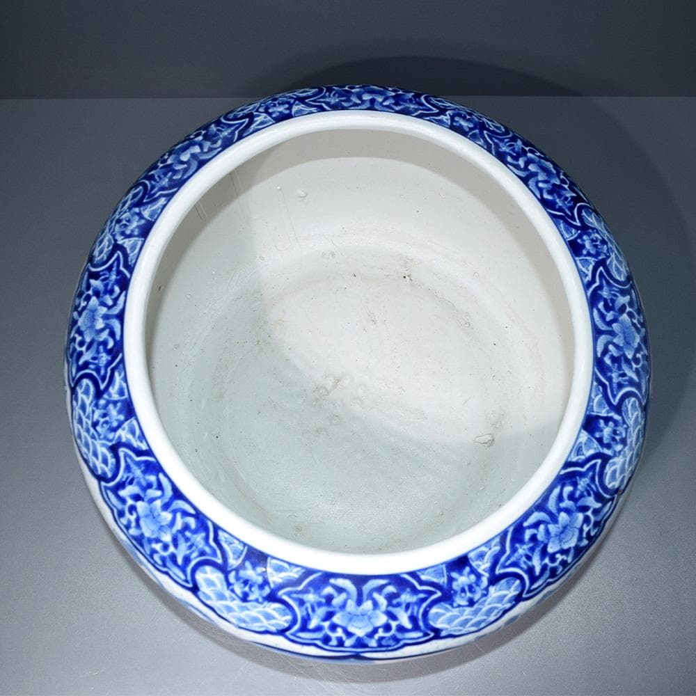 有田焼 染付 地紋松鷹文窓絵 大香炉 香炉 アロマ 骨董 古美術 アンティーク