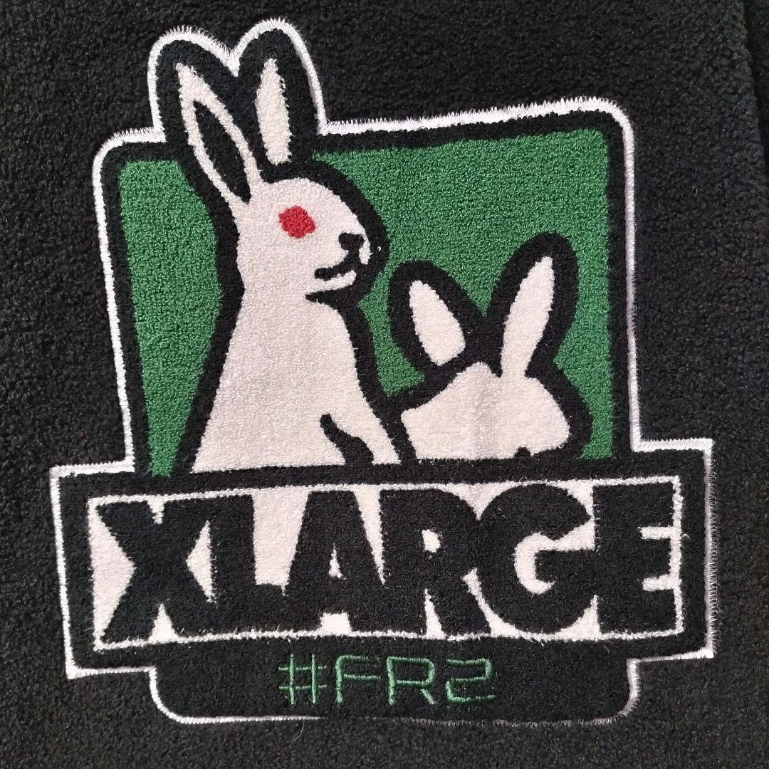 h63【希少XL】FR2×XLARGE　背面パイルロゴ　ハーフジップボアパーカー