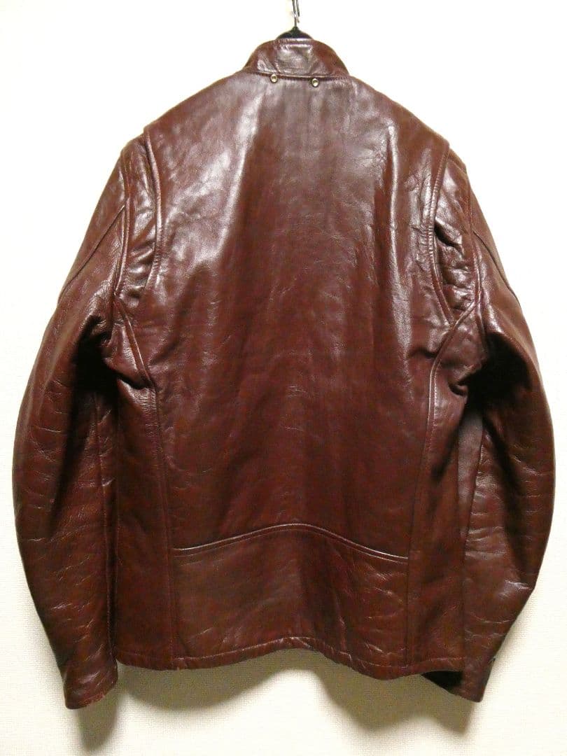 激レアカラーレッドブラウン！真鍮TALONジップ！シングルレザーライダース赤茶