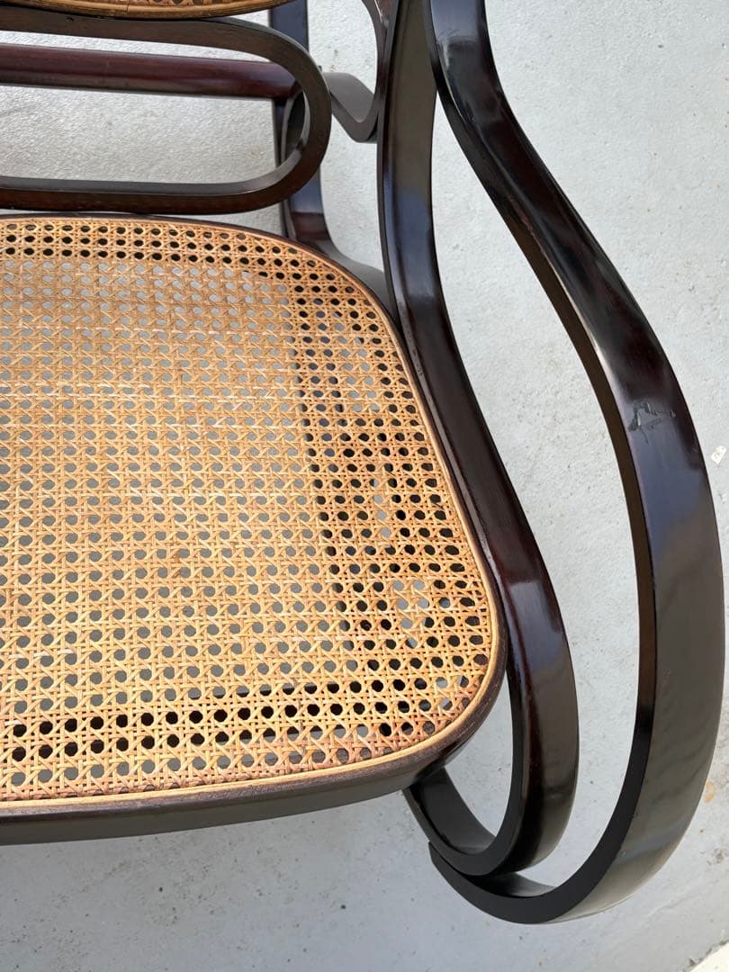 最後新品未使用　ラタン　ロッキングチェア　昭和レトロ　ミッドセンチュリー　曲げ木
