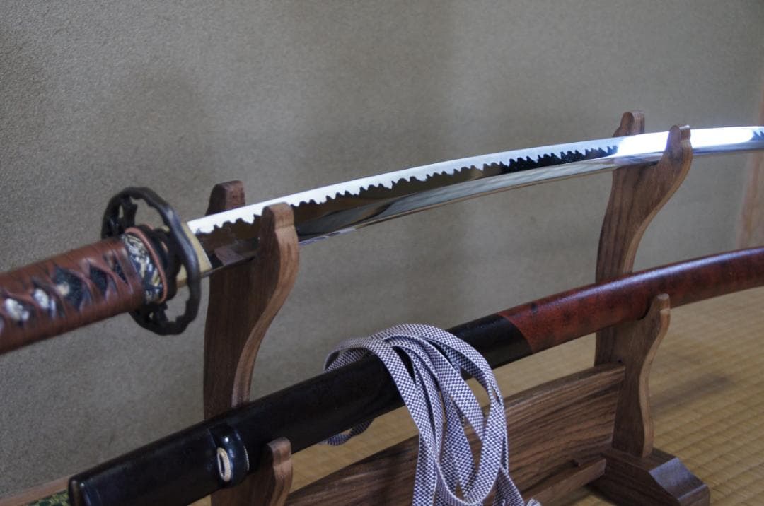 「週末特価」革巻き柄　塗分鞘　美術模擬刀　72cm　963g