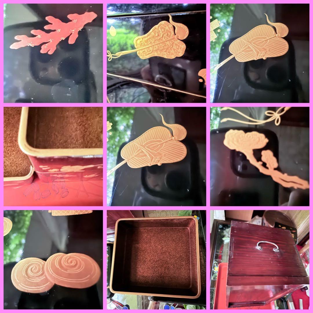 超限定1月2日20時迄‼️JAPAN『図替り宝尽くし』蒔絵梨地四段重台座付木箱入