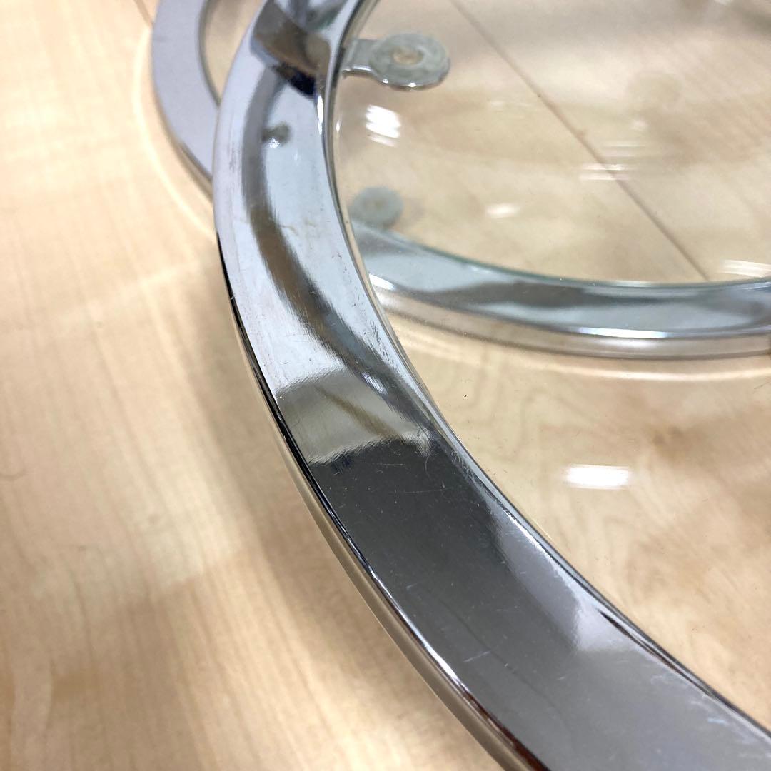 ミッドセンチュリー ラウンドテーブル 4段 丸型 北欧 ビンテージ 強化ガラス