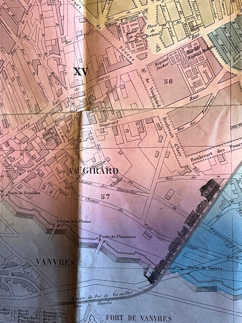 激激レア！1861年のパリ古地図 オリジナル エッフェル塔がない 馬車が走る