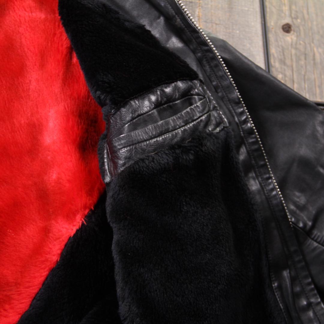 SP古着　訳あり　シングルライダース　レザージャケット　ブラック　L ボア裏地.