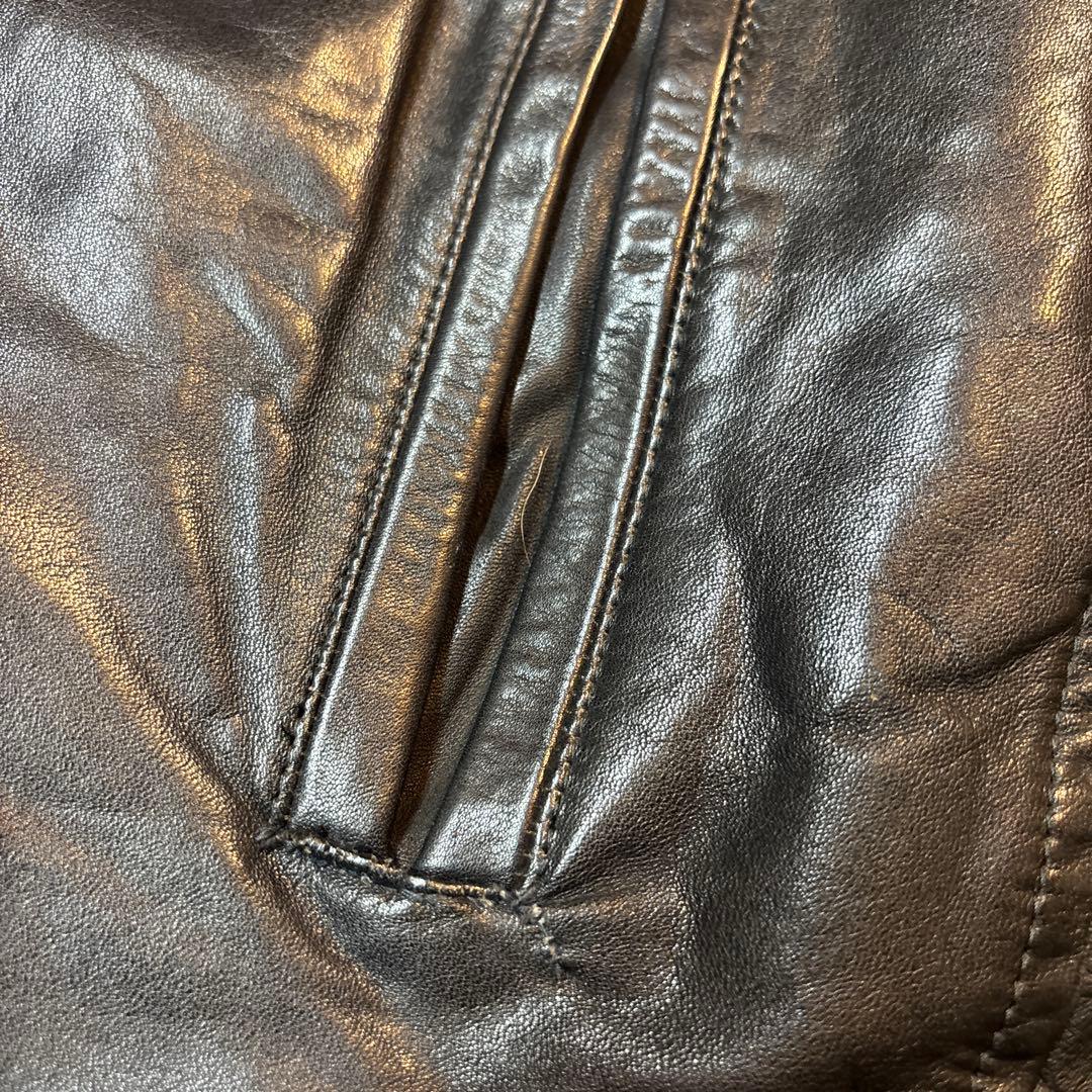 SP古着　訳あり　シングルライダース　レザージャケット　ブラック　L ボア裏地.