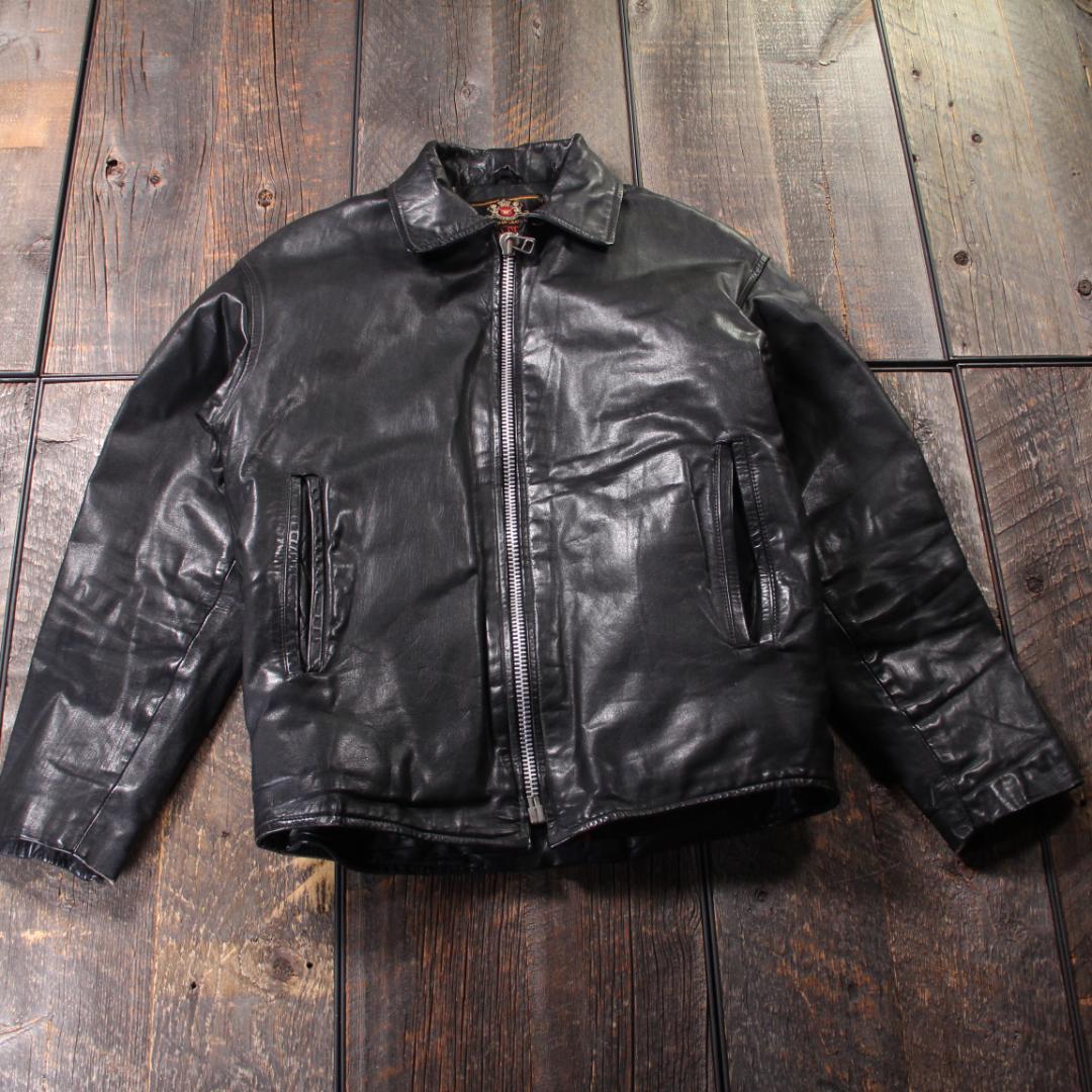 SP古着　訳あり　シングルライダース　レザージャケット　ブラック　L ボア裏地.
