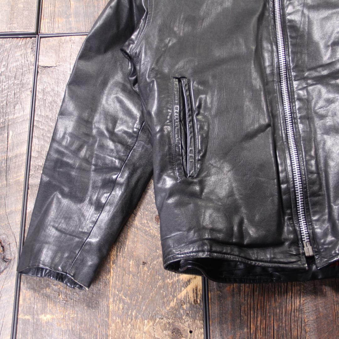 SP古着　訳あり　シングルライダース　レザージャケット　ブラック　L ボア裏地.