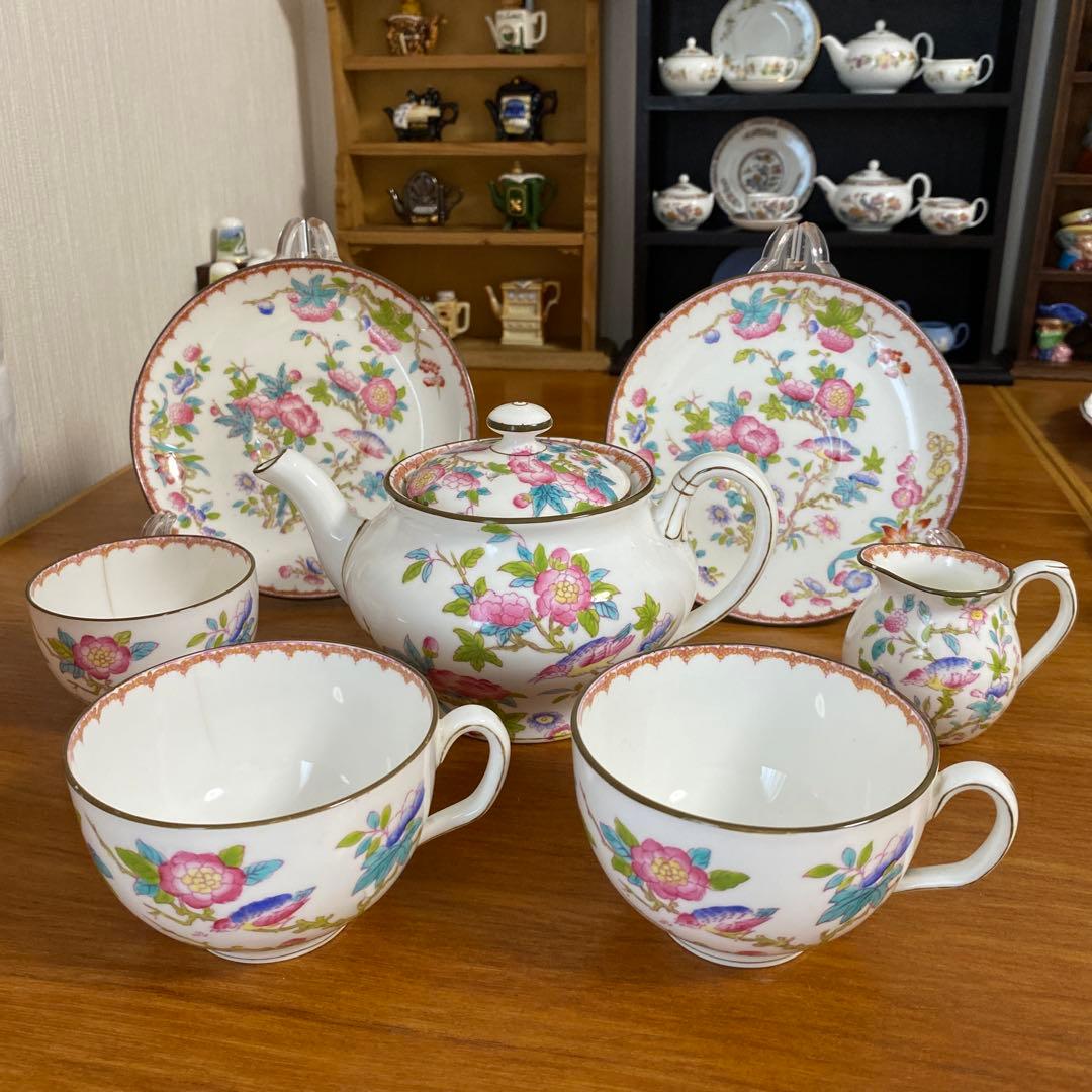 希少オールドミントン　カッコー　エナメルペイントの美しいティーセット　シノワズリ