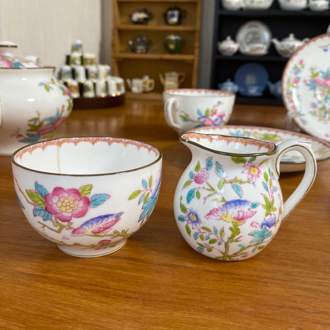 希少オールドミントン　カッコー　エナメルペイントの美しいティーセット　シノワズリ