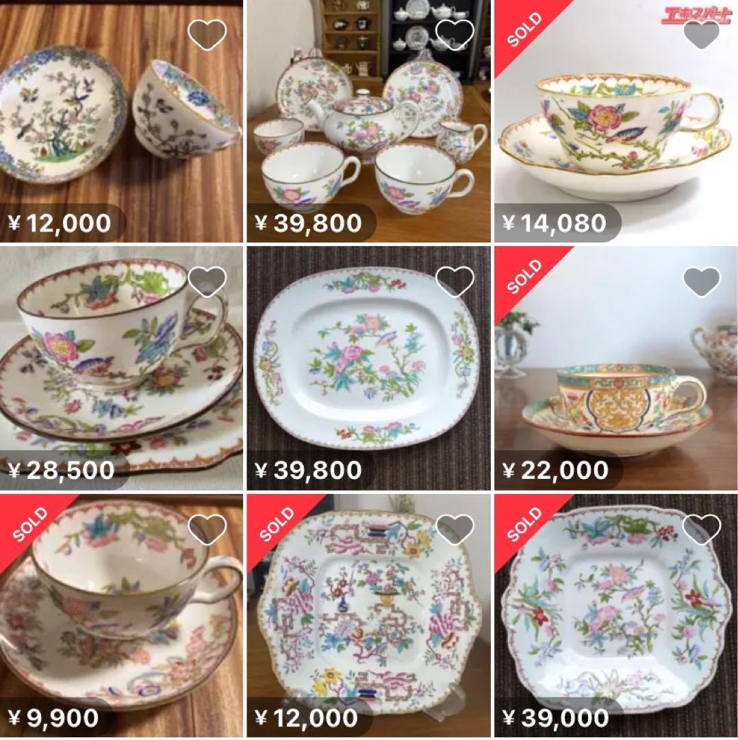 希少オールドミントン　カッコー　エナメルペイントの美しいティーセット　シノワズリ