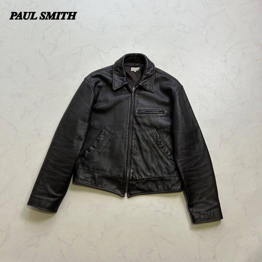ポールスミス レザー トラッカージャケット 牛革 ブラウン系 L