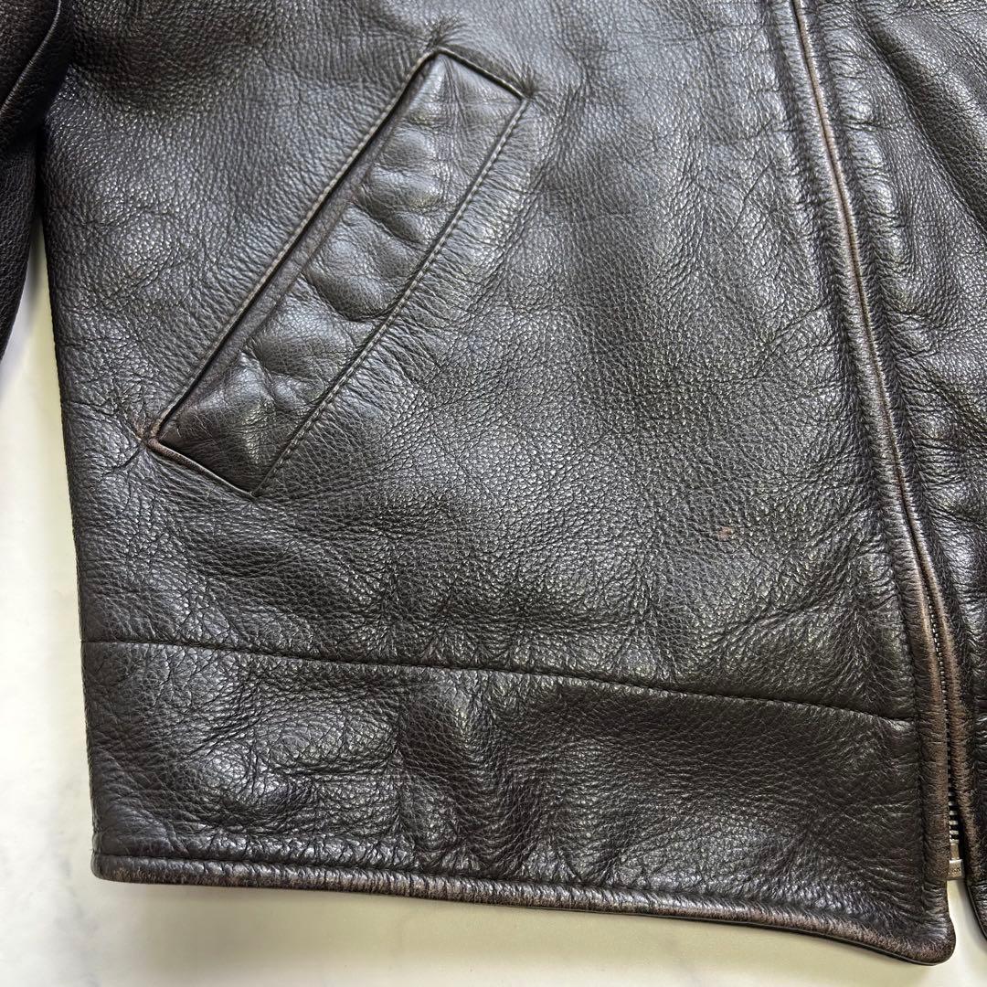 ポールスミス レザー トラッカージャケット 牛革 ブラウン系 L