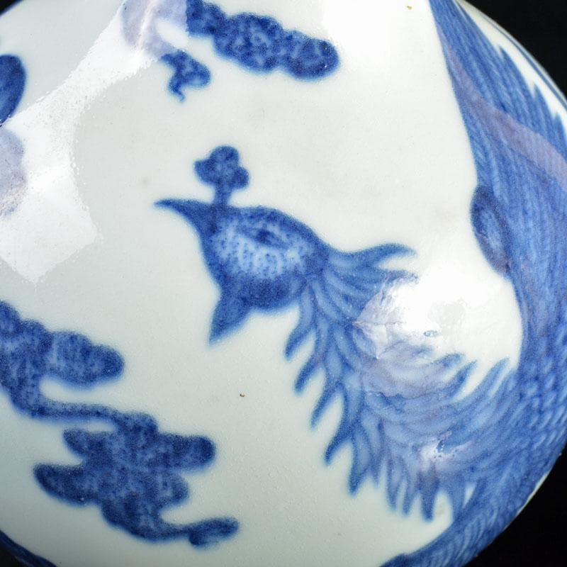 中国　大清雍正年製　青花　雲鳳凰文　長頸瓶　U　R4799