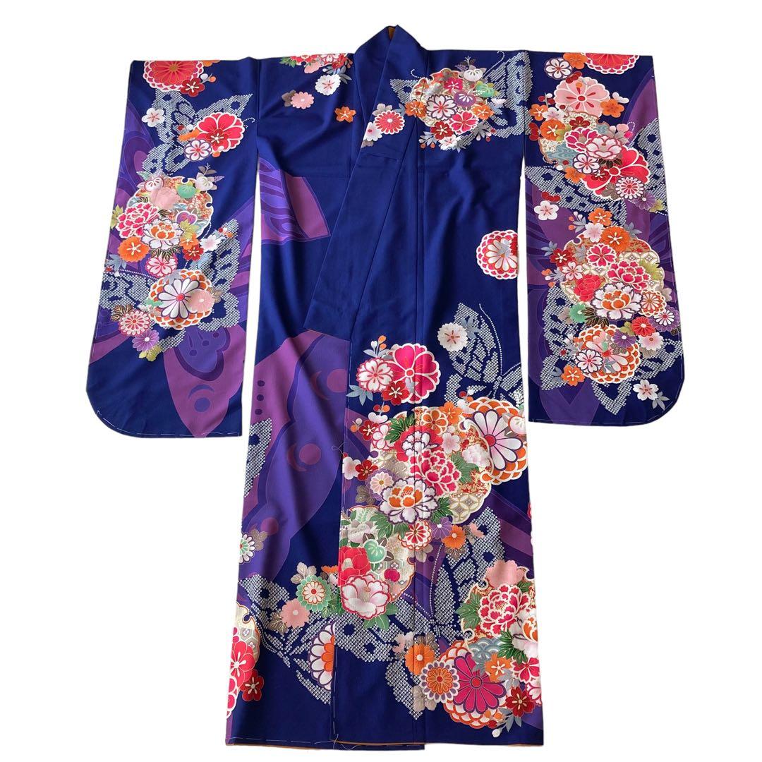 美品★キスミス★振袖★玉城ティナ×キスミス振袖★蝶々★花★青系★成人式★卒業式