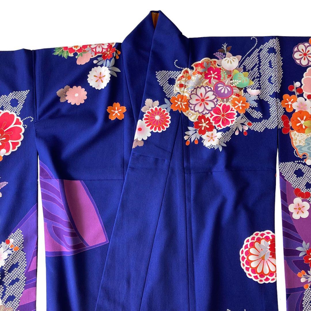 美品★キスミス★振袖★玉城ティナ×キスミス振袖★蝶々★花★青系★成人式★卒業式