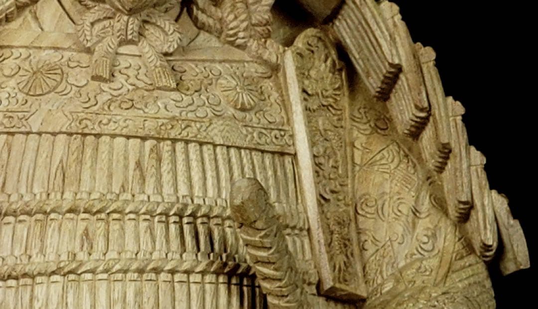 楠木正成像　SHOGUN 将軍　日本の武将　木彫作品　壁掛け　箱あり