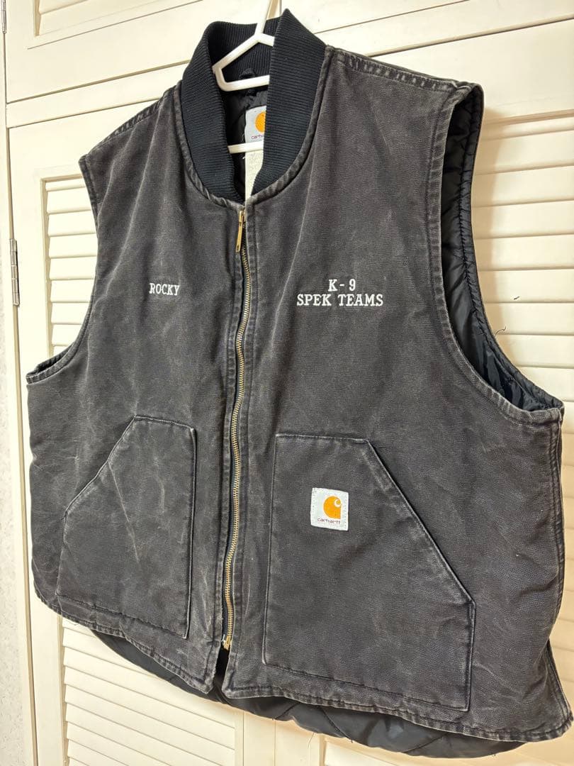 カーハート　carhartt ベスト ブラック　腰ゴム　ダック　フェード