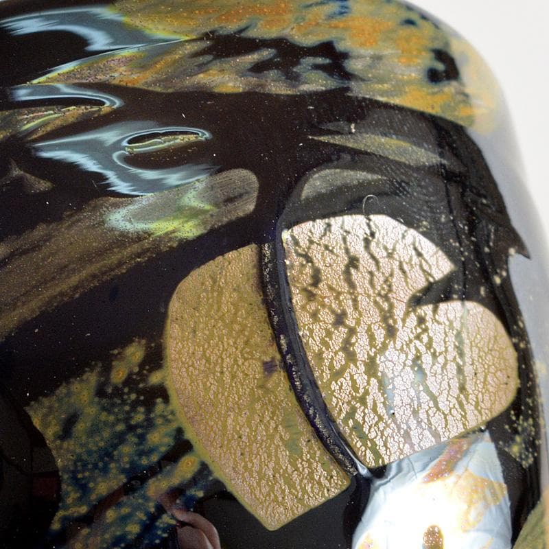 ガラス工芸作家　江口智子作　熔壌ガラス　薬師寺土　冷酒盃　共箱　V　R5910