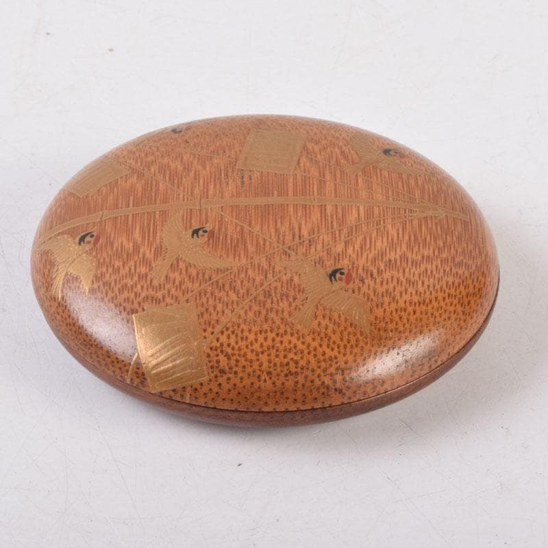 茶道具　鈴木光入作　鳴子蒔絵　竹香合　共箱　V　8531