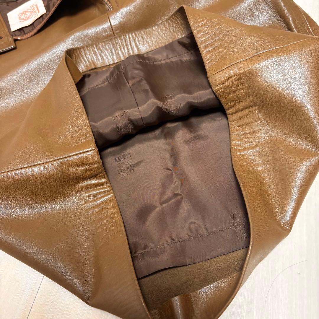 LOEWE ロエベ ラムレザー スカート 茶 ひざ丈 本革 ヴィンテージ