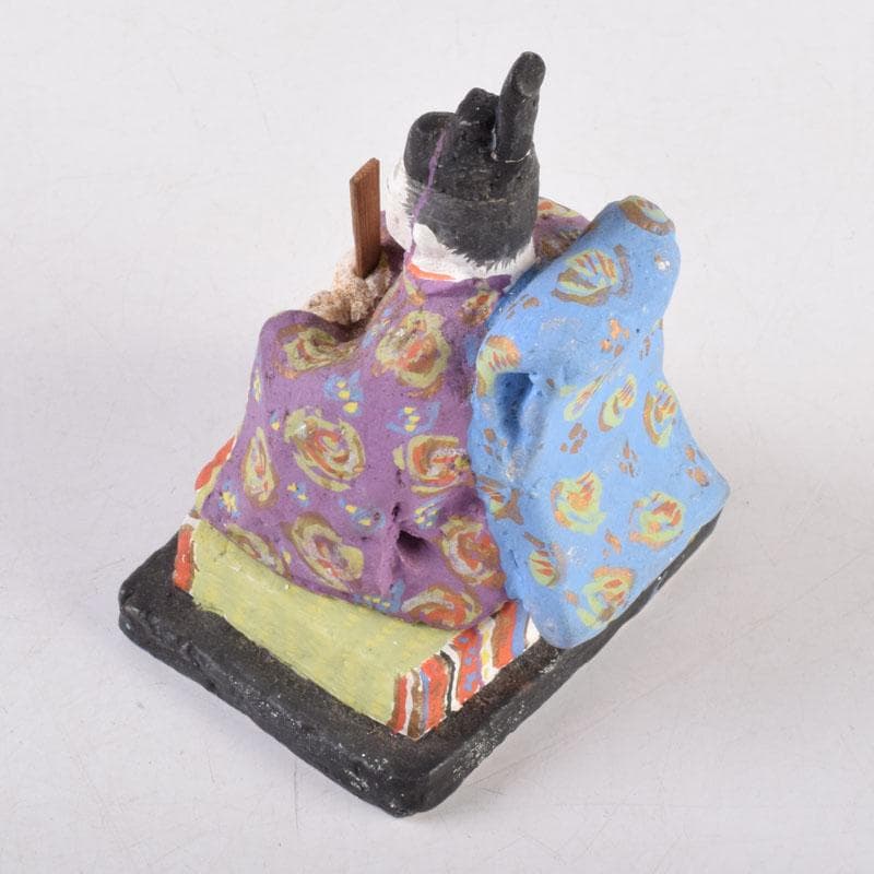 茶道具　色絵　御内裏様形　香合　在銘　時代箱　V　8455