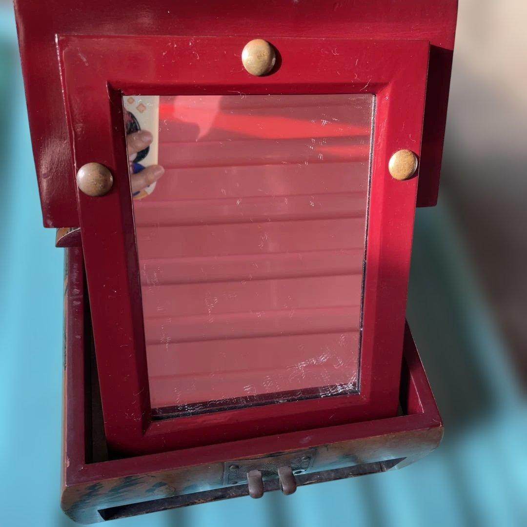 【極希少】韓国？家具 鏡付き 化粧箱　宝石箱 アンティーク　レトロ　骨董品。30