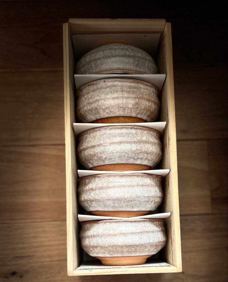 陶器製茶碗5個セット 木箱入り