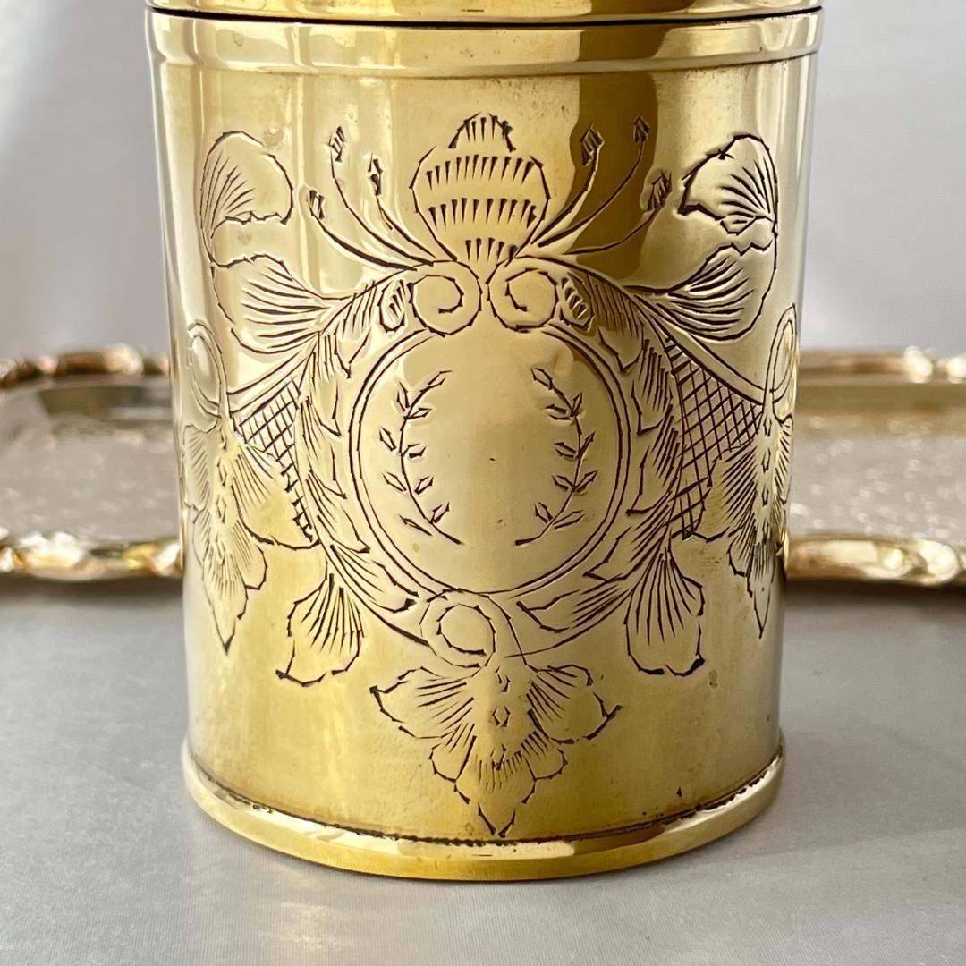 【英国】騎士のティーキャディー【シルバープレート】ゴールド