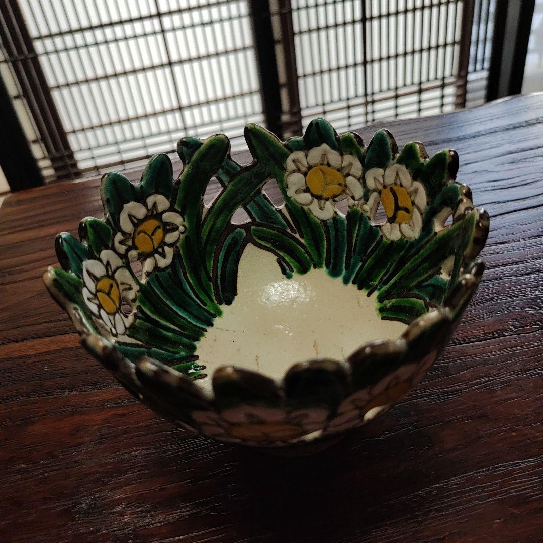 京焼　乾山写し透かし鉢 あやめ　逸品