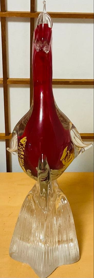 赤い鳥の形 ガラス細工　マルタイガラス