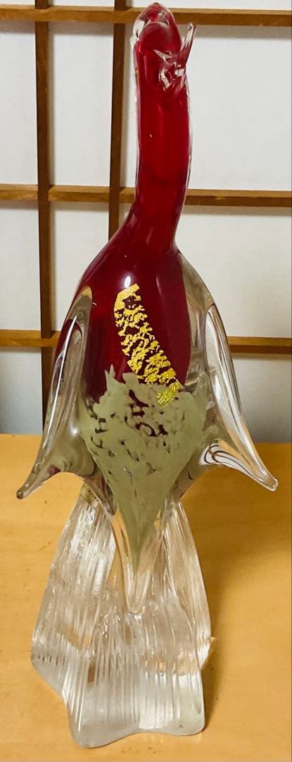 赤い鳥の形 ガラス細工　マルタイガラス