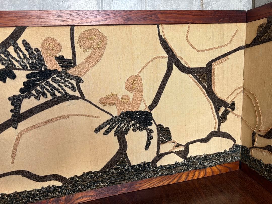 刺繍　デザイン的な屏風間仕切り191.5cm×44cm　パーテーション
