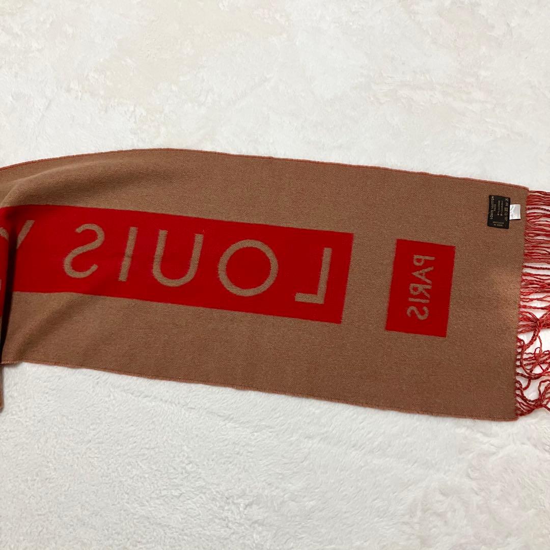 Louis Vuitton カシミヤ 100% マフラー ストール 赤 ベージュ