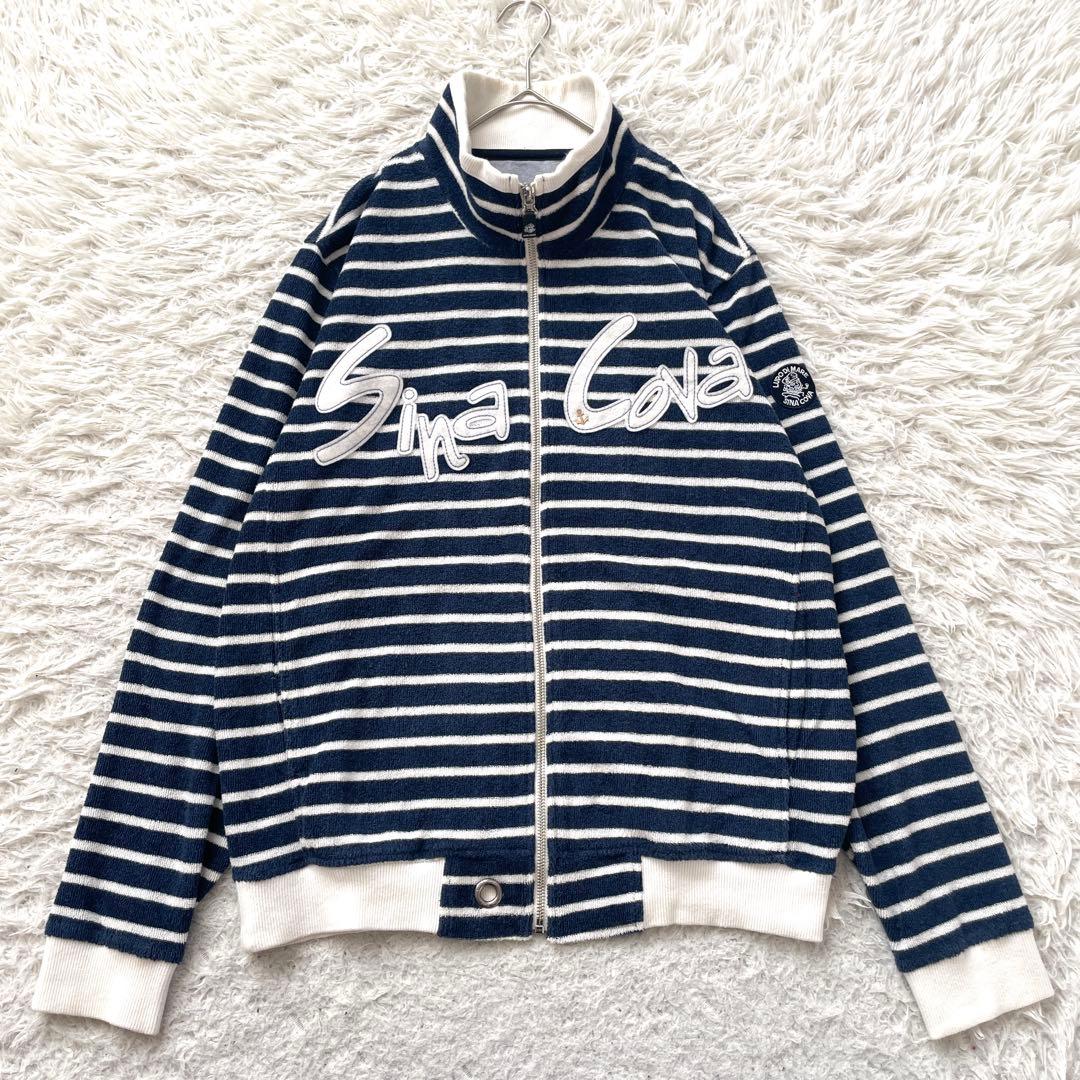 SINACOVA 刺繍　ボーダー　長袖　パーカー