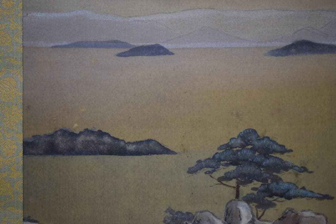 複製/池田遙邨/瀬戸内海之風景/工芸/桐題箱付/布袋屋掛軸HI-556