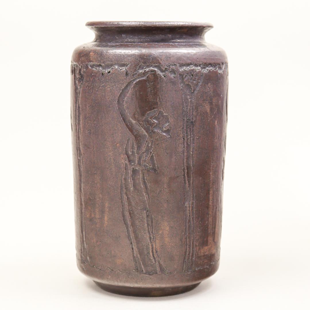 1920年 Teruwo LAST BURNING 葡萄狩り文花瓶 飾り壺