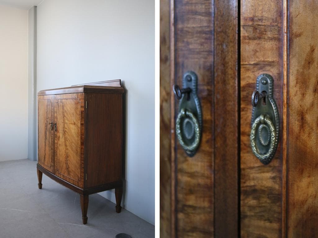 英国アンティーク木製ミュージックキャビネット/レコード収納/チェスト(91-15