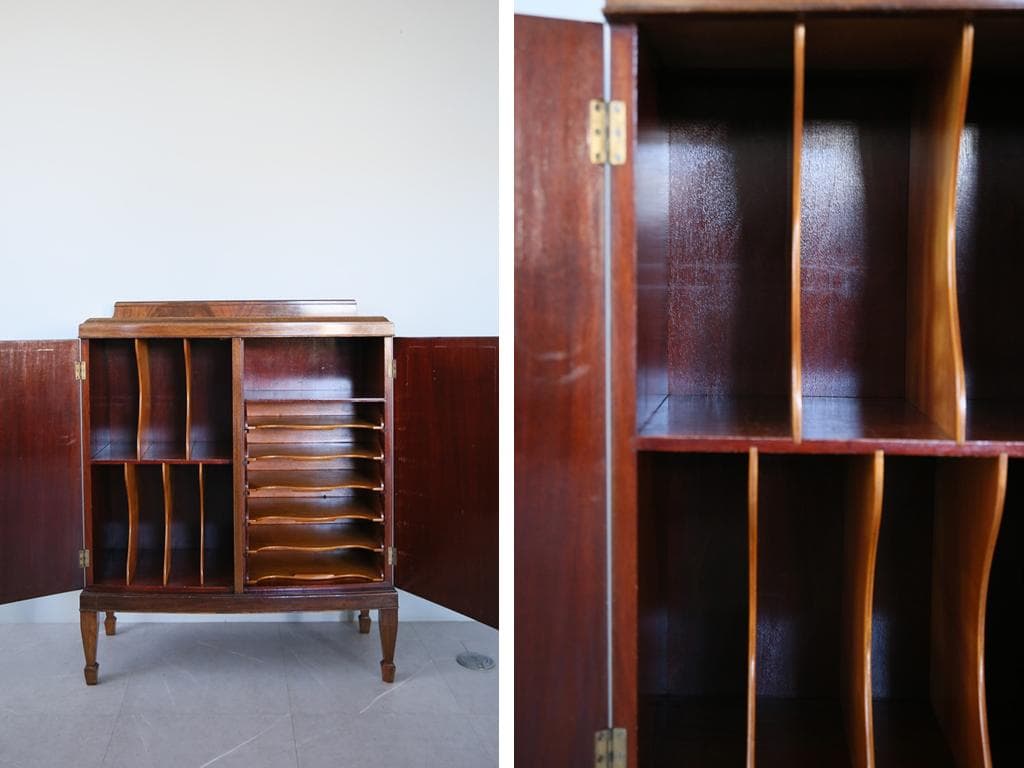 英国アンティーク木製ミュージックキャビネット/レコード収納/チェスト(91-15