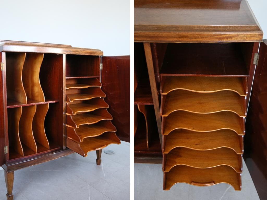 英国アンティーク木製ミュージックキャビネット/レコード収納/チェスト(91-15