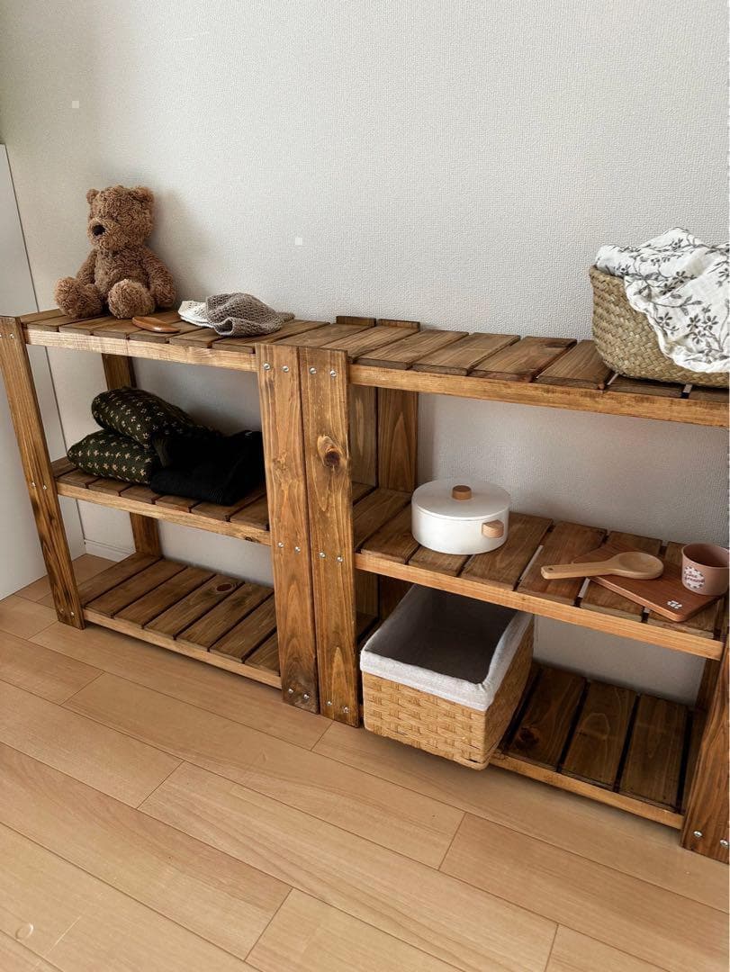 木製オープンシェルフ×2台セット 棚　収納　ナチュラル　ハンドメイド 515