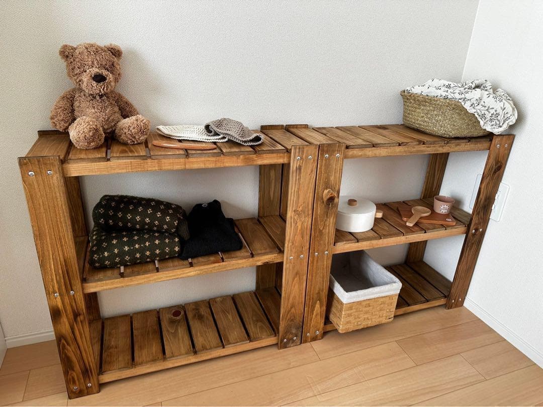 木製オープンシェルフ×2台セット 棚　収納　ナチュラル　ハンドメイド 515