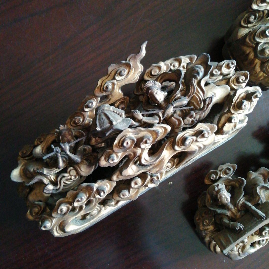 木製仏具　金色天女装飾　20cm　江戸後期～昭和初期