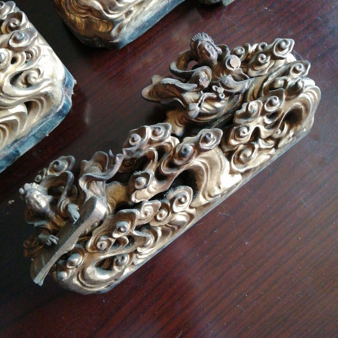 木製仏具　金色天女装飾　20cm　江戸後期～昭和初期