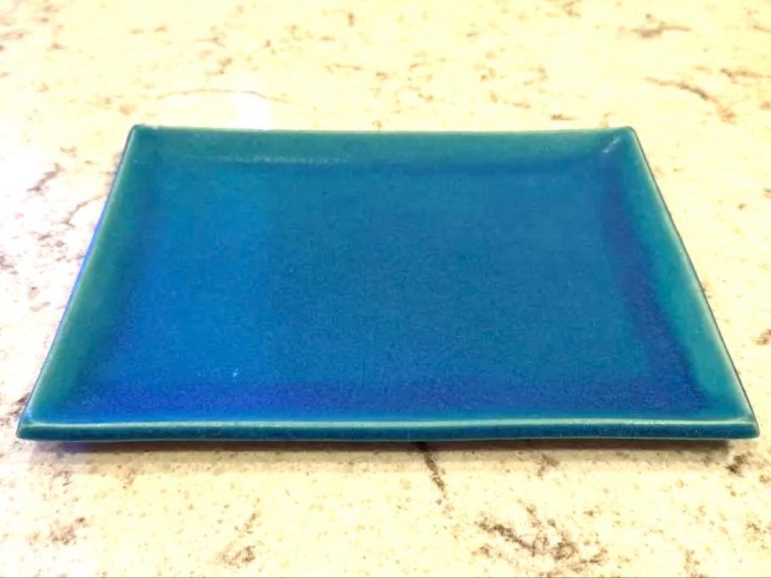 大嶺工房 やちむん ペルシャブルー 長方形プレート23✖️17.5cm 2枚セット