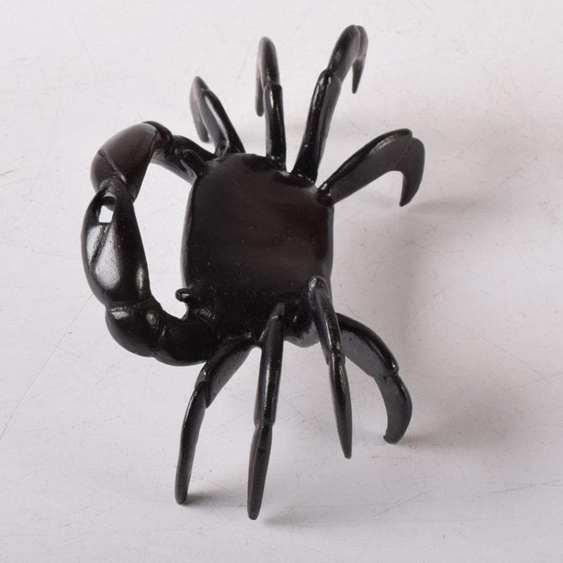 茶道具　唐銅風炉師　藤井宗喜作　砂張銅　蟹　蓋置　共箱　C　7516