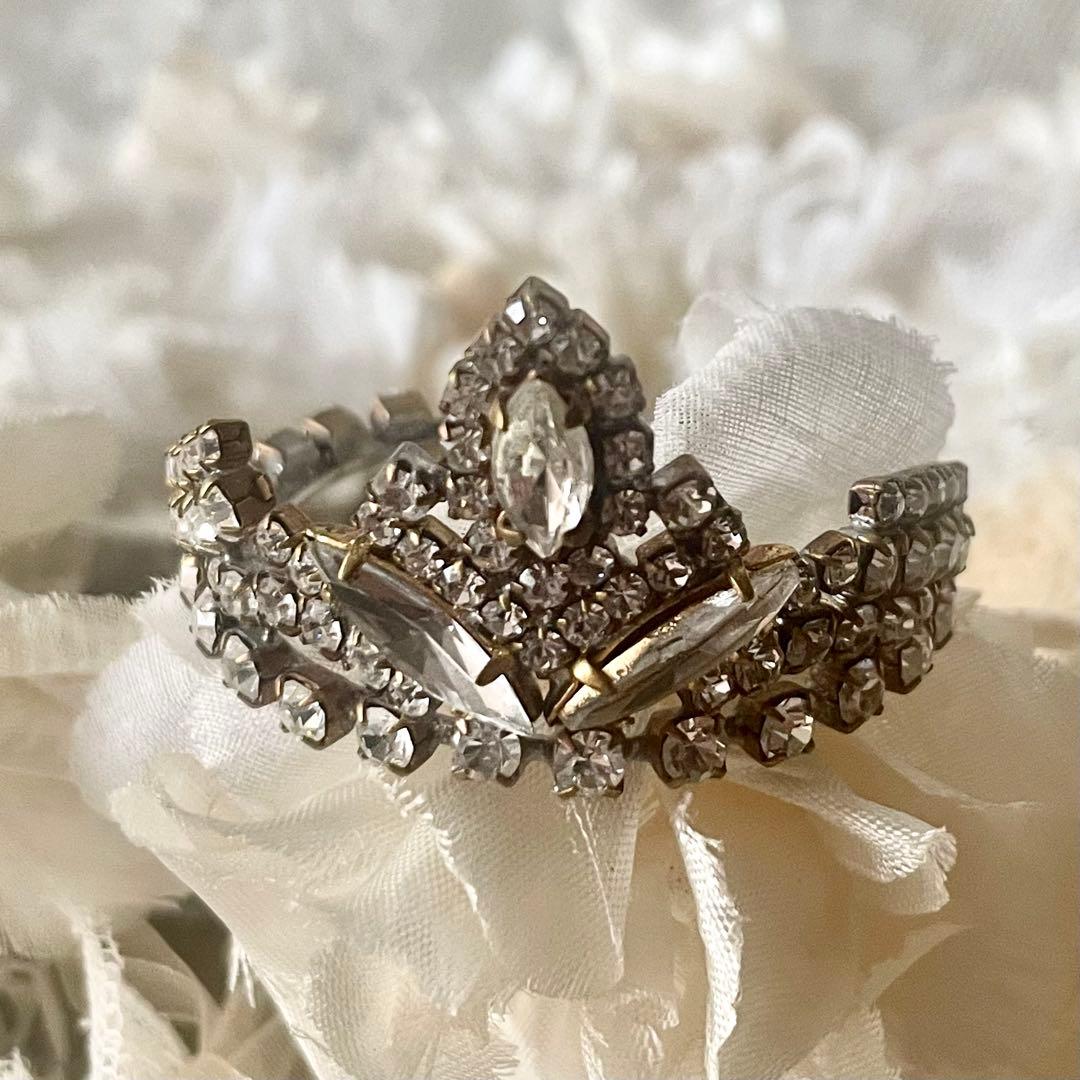 チェコガラスドールティアラB ラインストーン　フランスアンティークヴィンテージ