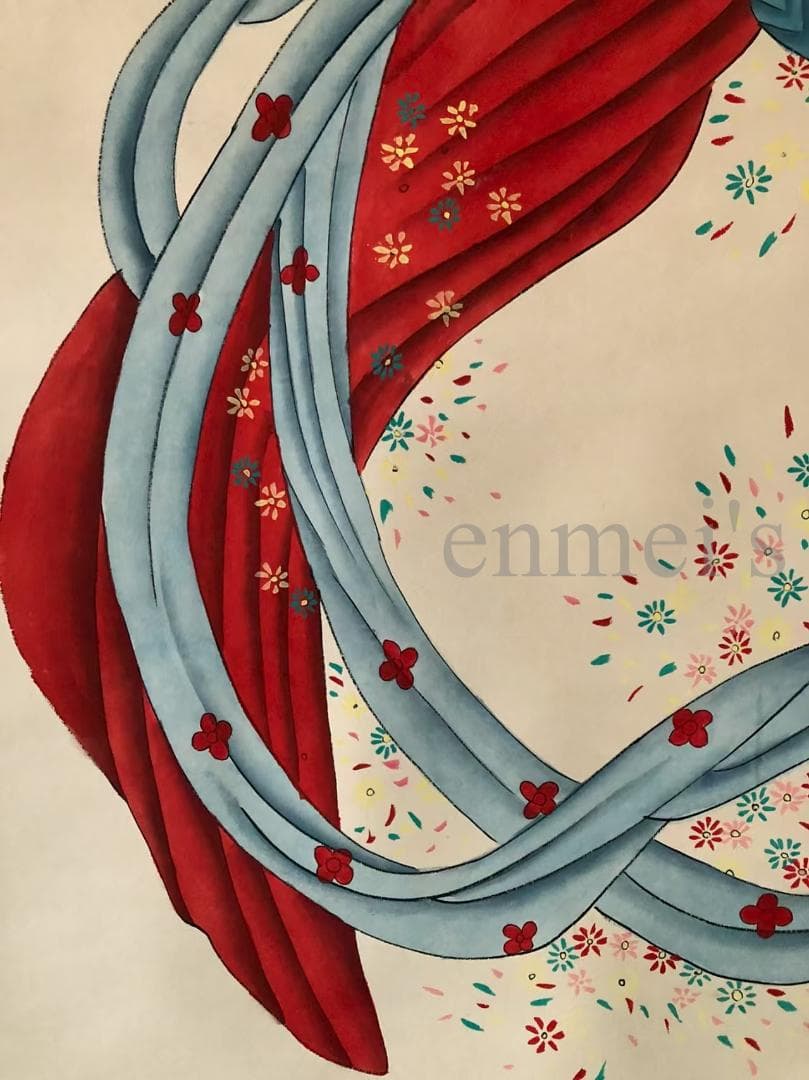 中国古美術・純手描き四尺人物掛軸・国画・張大千印款・宣紙・賞物・肉筆・文房置物